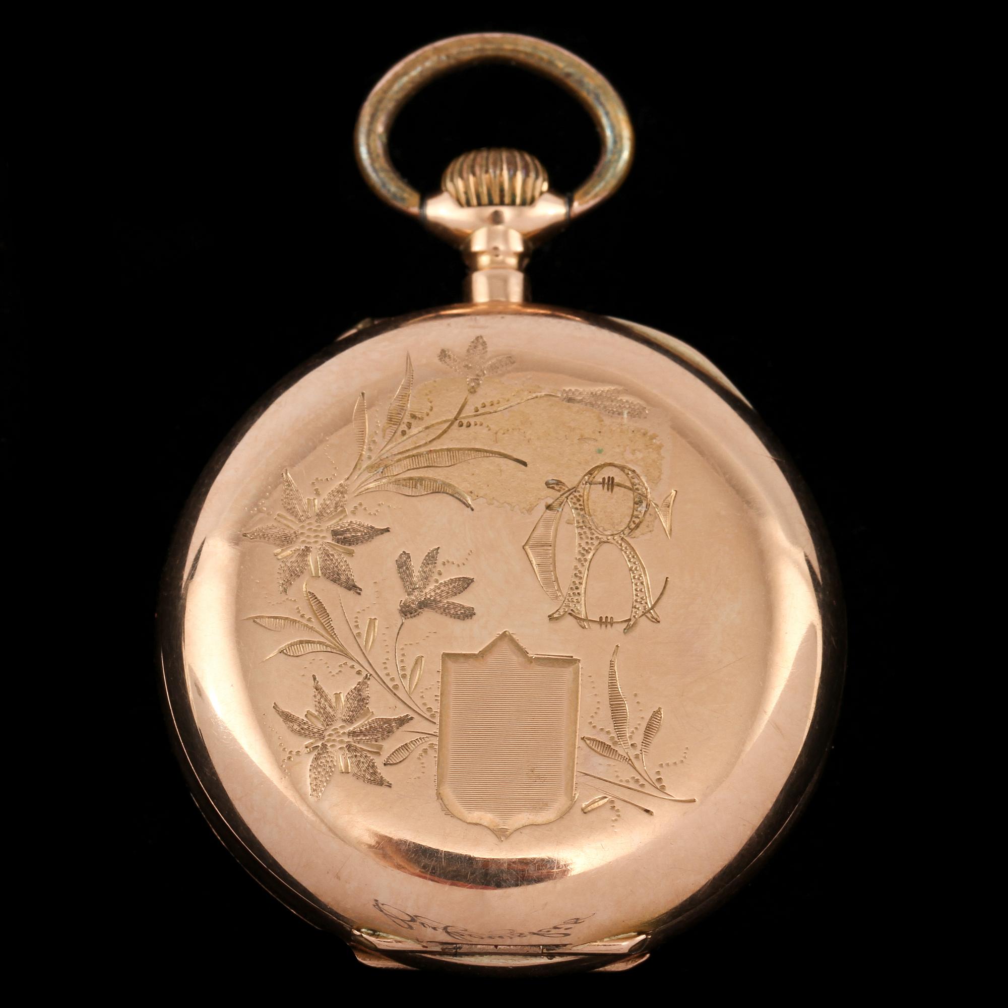 FICKUR, 18k guld, Schweiz, sekelskifte 1800/1900-tal. Vikt 30 g.