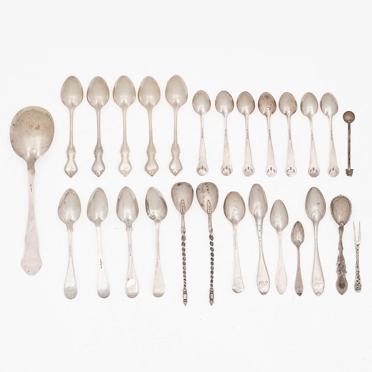 Cutlery, 27 pieces, silver, mostly Sweden.