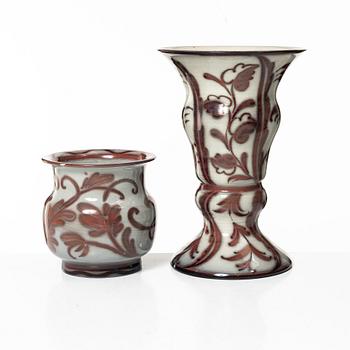 Allan Ebeling, two glazed ceramic vases, Bo Fajans, 1920s.