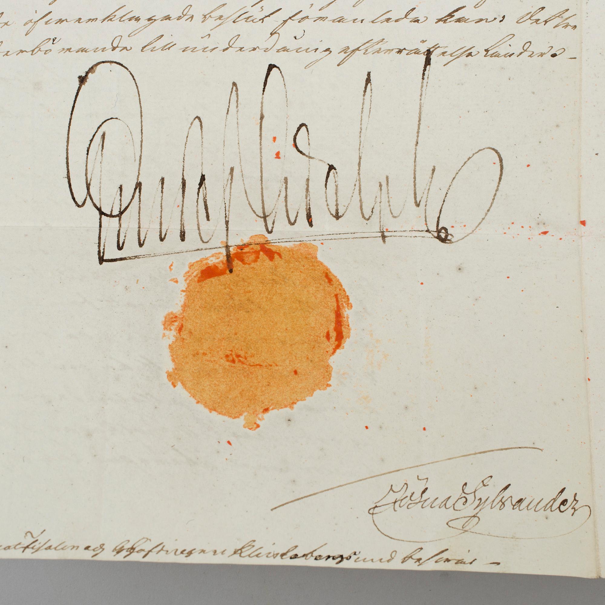 A ROYAL AUTOGRAPHS, 2 p, Gustav IV Adolf (1778-1837).