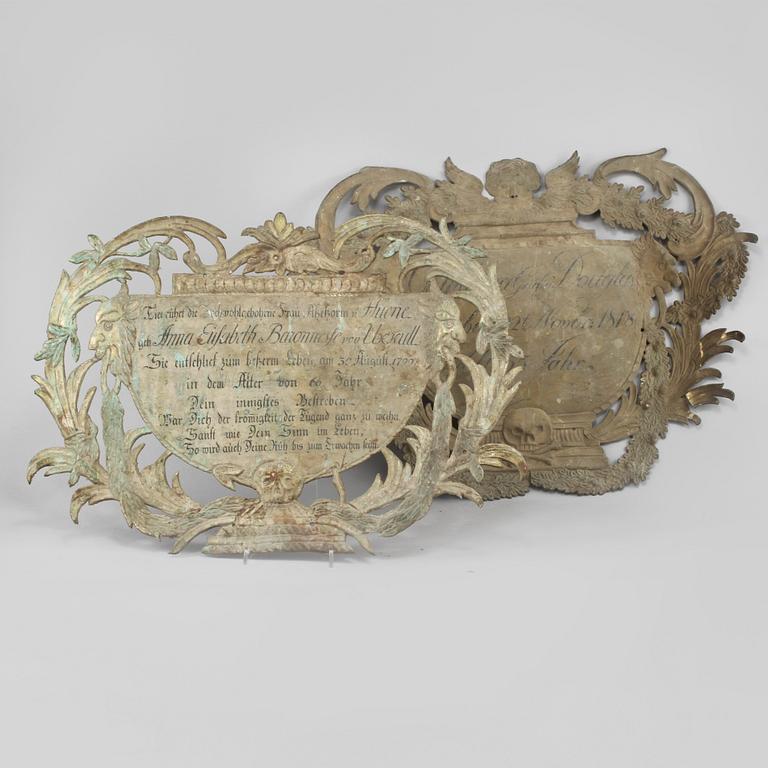 EPITAFIER, 2 st, 1800-talets början.