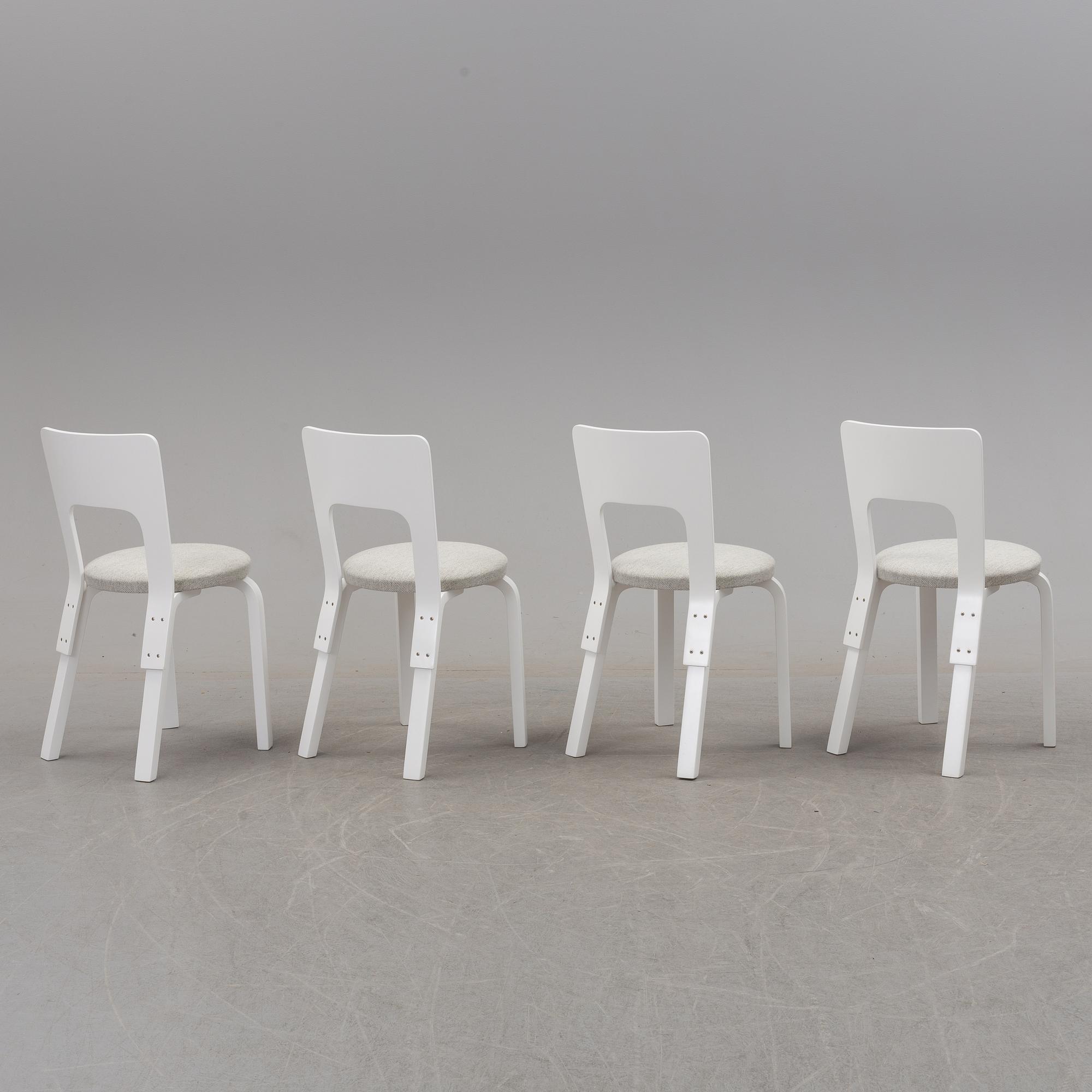 a dining table '81B' and four '66' chairs by Alvar Aalto, Artek.