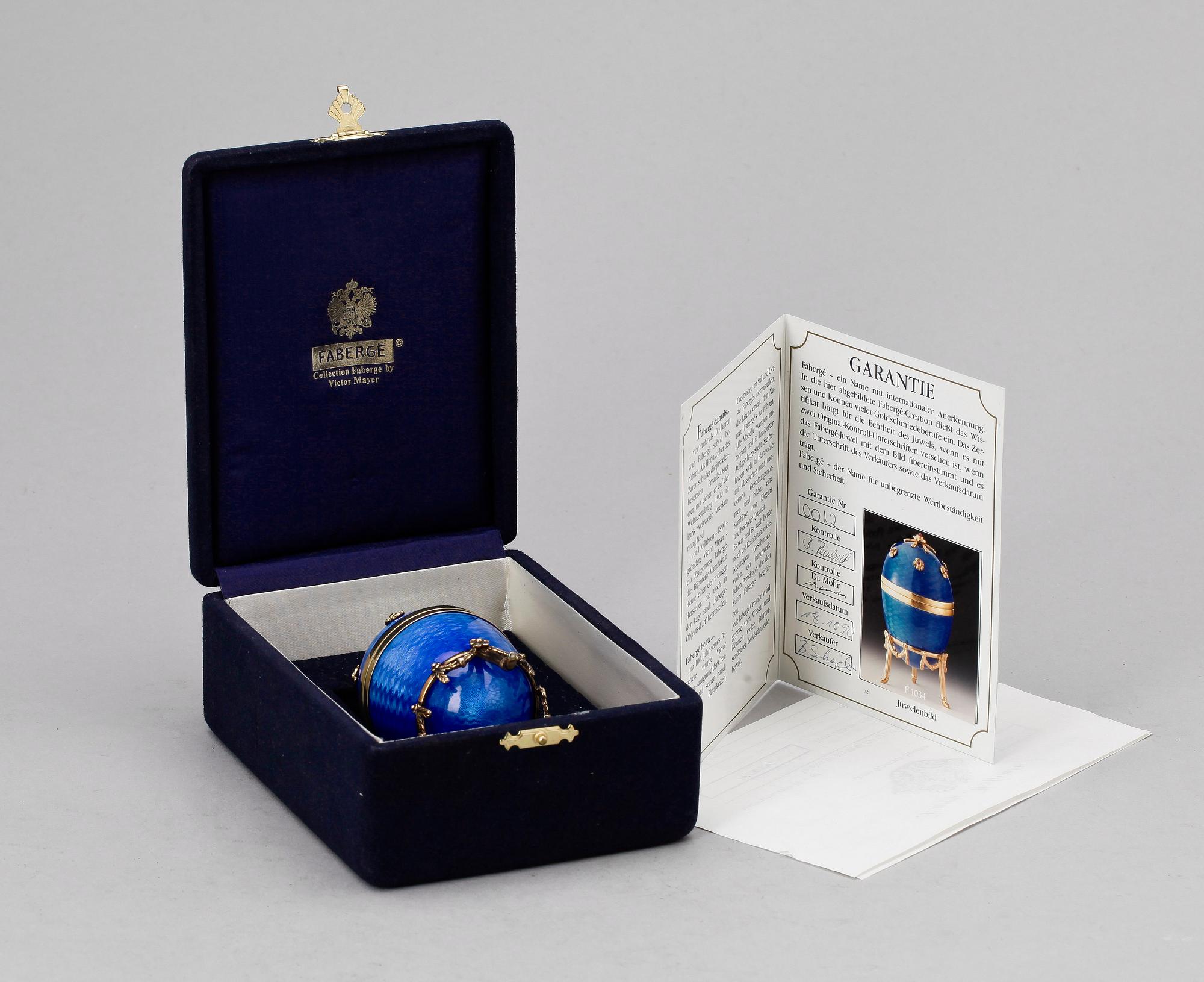 ÄGG, silver och emalj, Collection Fabergé Victor Mayer 1990.