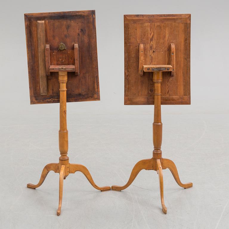 Two first half of the 19th century tilt top tables.