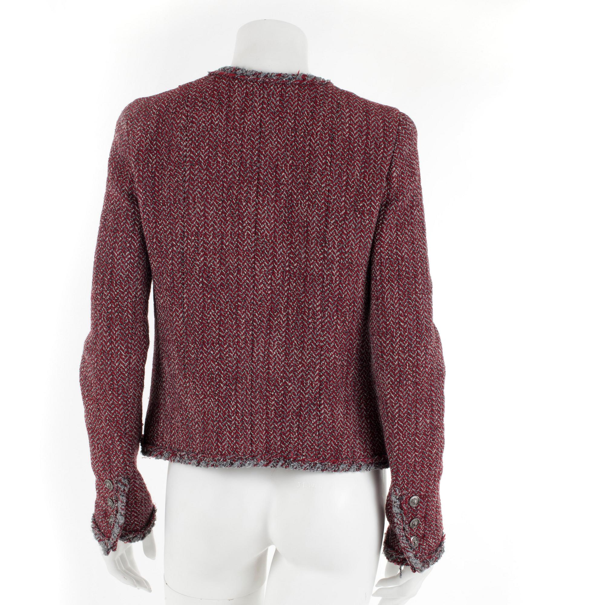 CHANEL, a red woolblend jacket. French size 42.