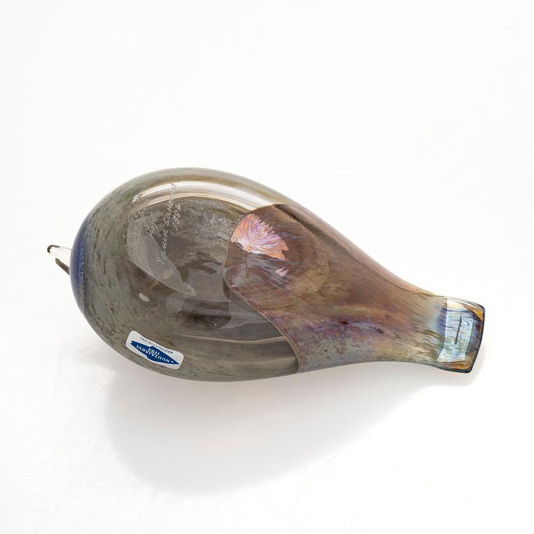 Oiva Toikka, Glass bird, signed Oiva Toikka Nuutajärvi Notsjö Turun Sanomat 1986.