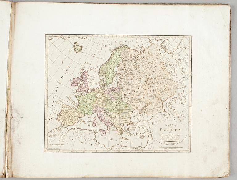 KARTOR, 26 st, kolorerade i mapp, 1815, "Atlas Juvenilis".