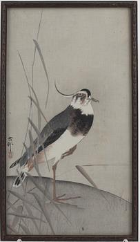 Ohara Koson, "Lapwing behind reeds".