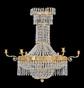 589. A Swedish Empire 1820/30's six-light chandelier.
