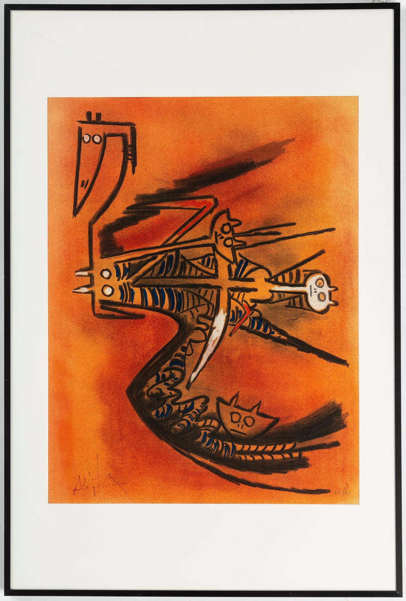 TWO SIGNED AND NUMBERED LITHOGRAPHS BY WIFREDO LAM.