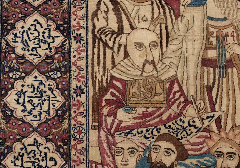 ANTIK KIRMAN LAVER FIGURAL. 245,5 x 149 cm.