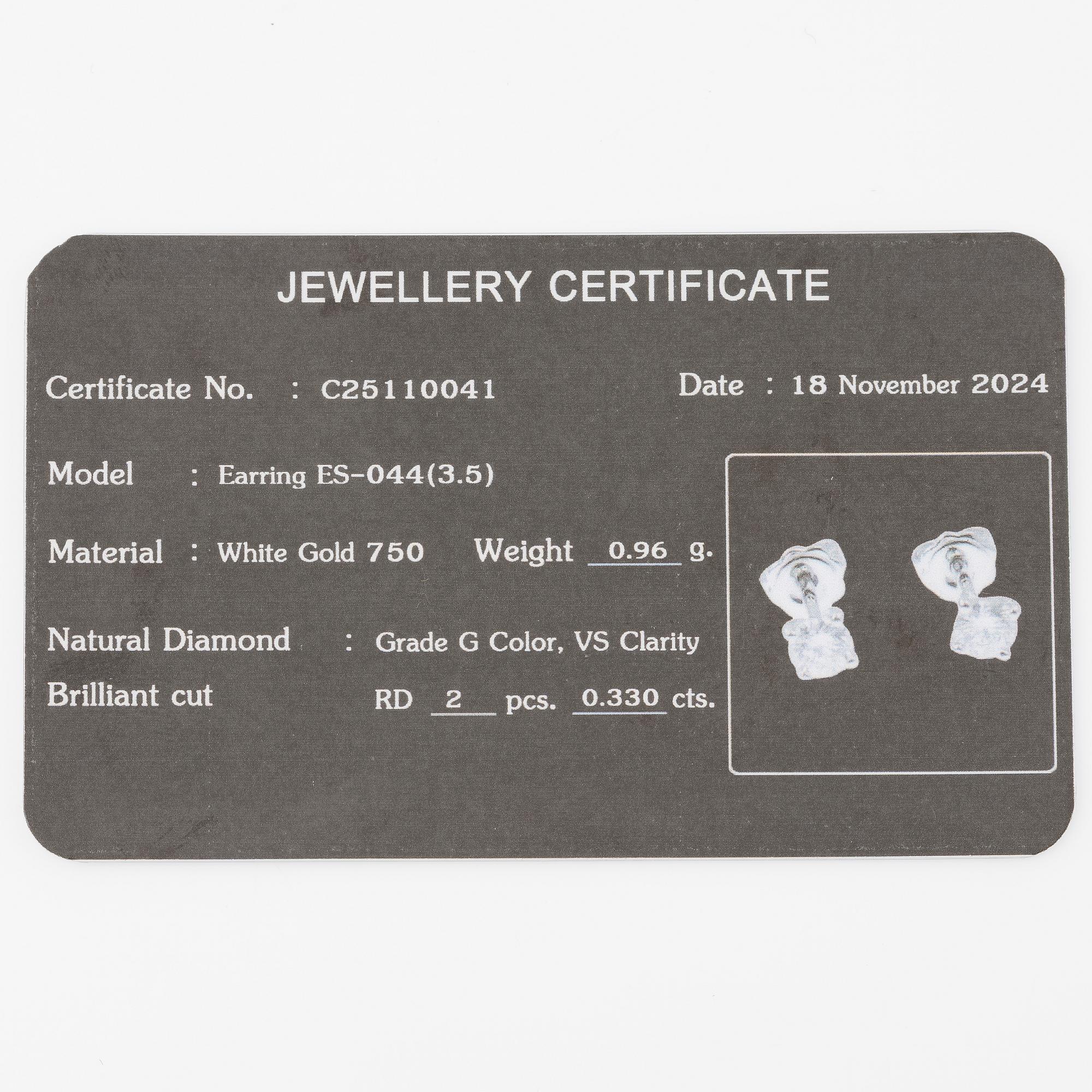 Örhängen 18K vitguld med briljantslipade diamanter.