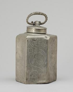 456. A pewter bottle. Unidentified marks.