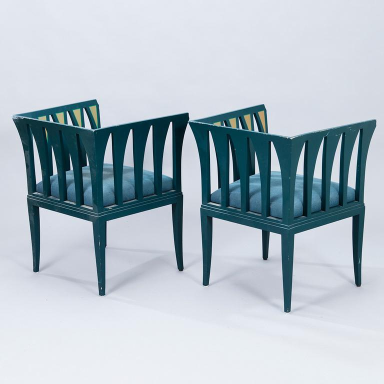 A pair of "Blue Chair" armchairs by Eliel Saarinen, Adelta, Finland 1983.