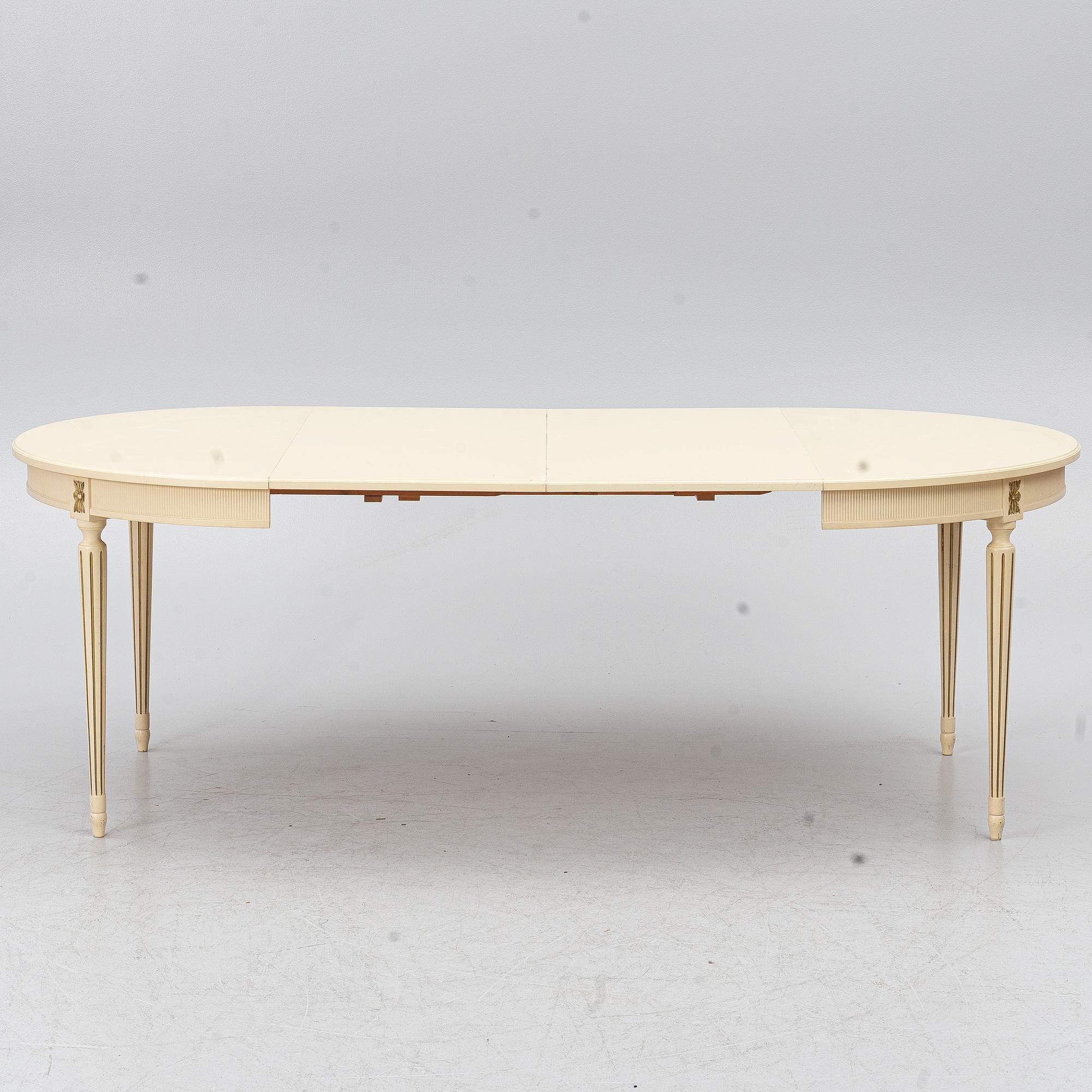 A dining group, 9 pieces, Gustavian style, second half of the 20th century.