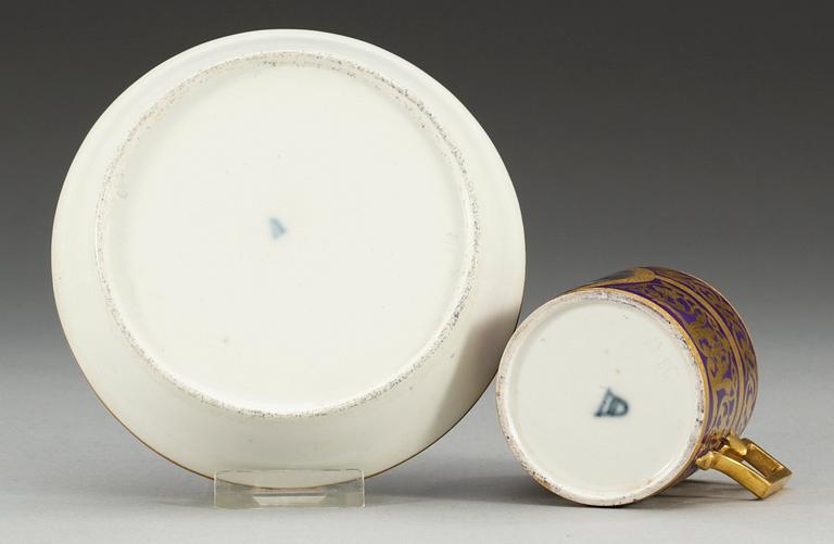 A Vienna cup with stand, ca 1800.