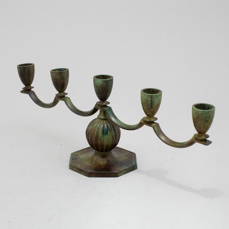 GAB, kandelaber, patinerad brons, 1930-tal.