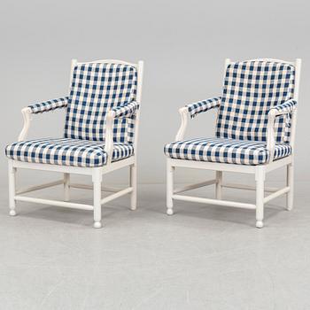 A pair of armchairs and stools 'Medevi Brunn' by IKEA, late 20th century.