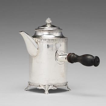 A Swedish 18th century silver coffee-pot, mark of Johan Abraham Hallard, Stockholm 1788.