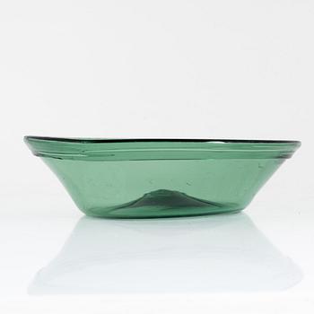 A Swedish pale green glass bowl around year 1800.