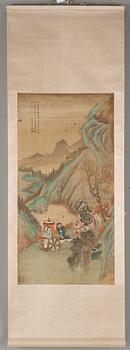 Four hanging scrolls with scenes from the history of the Three Kingdoms, late Qing dynasty (1644-1912).