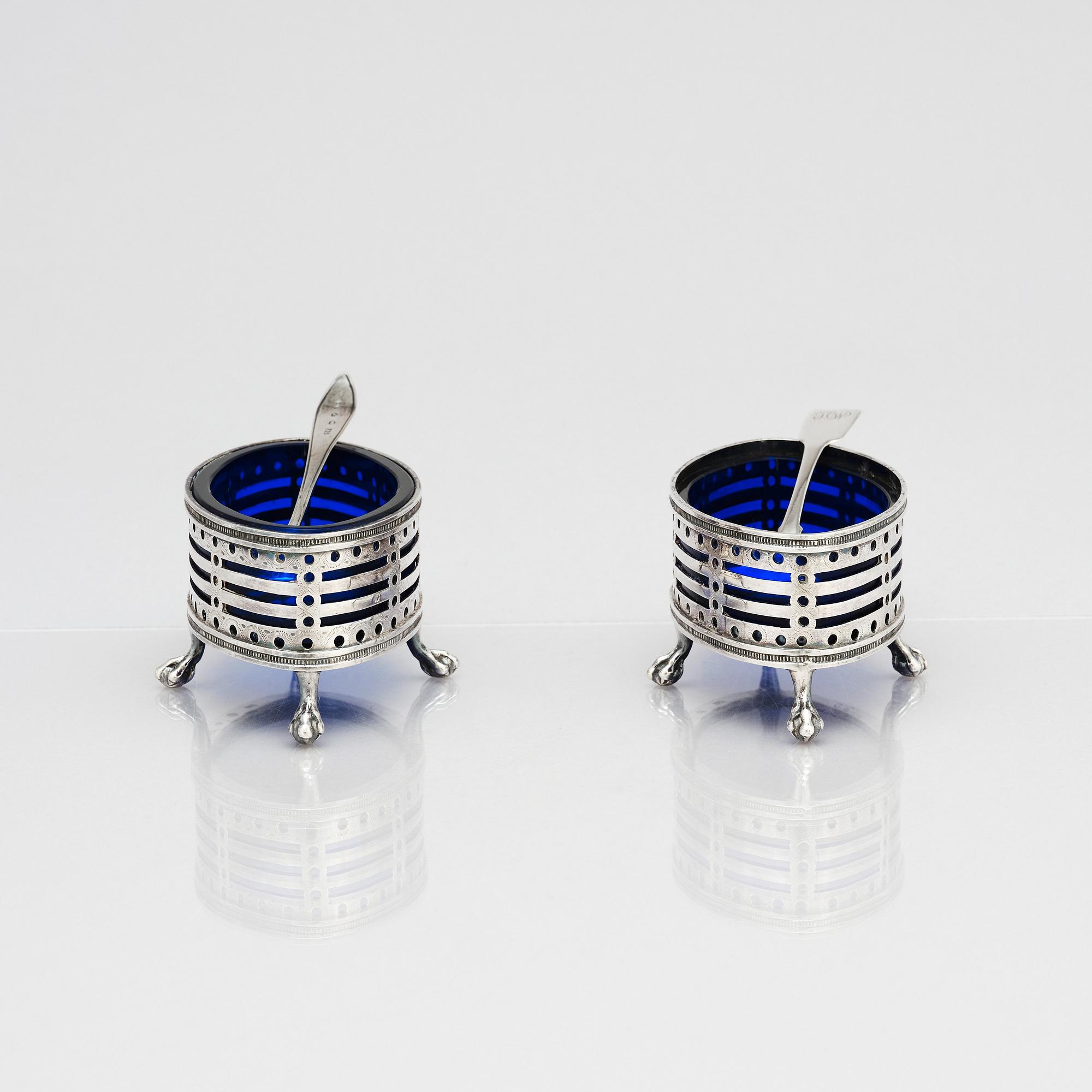Petter Eneroth, a pair of salt cellars, Stockholm, 1795.