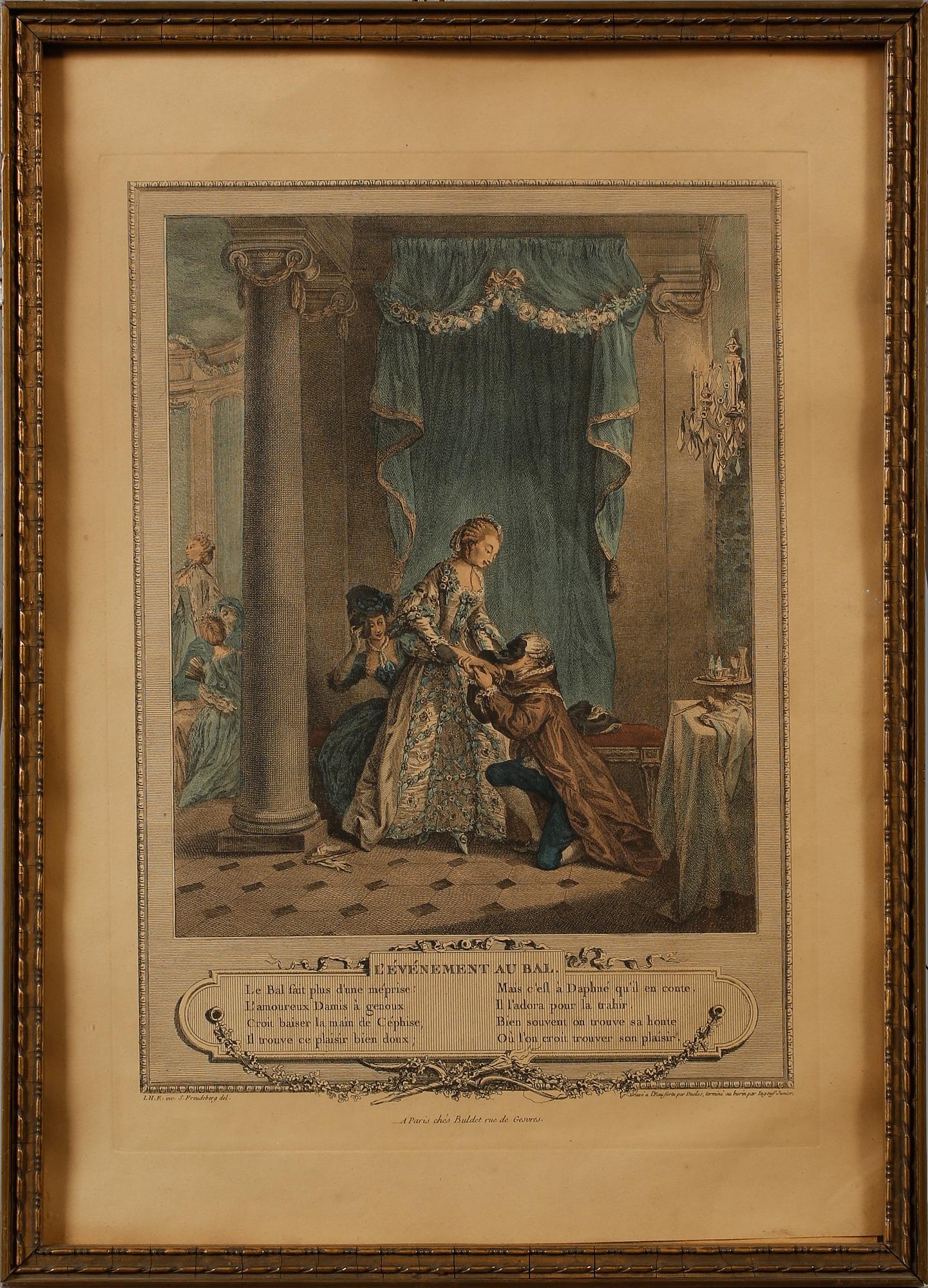 GRAVYRER, 5 st, delvis kolorerade kopparstick, 1700/1800-tal.