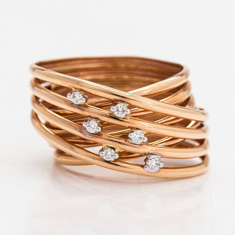 Ring, 18K roséguld med diamanter tot ca 0,12 ct. Antonio Papini,Italien.