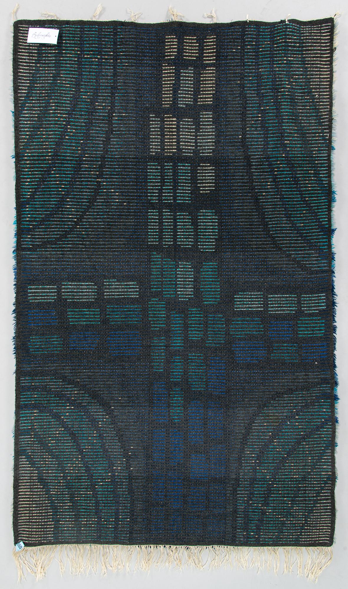 Laura Korpikaivo-Tamminen, a Finnish 1960s long-pile rug. Ca 172x106 cm.