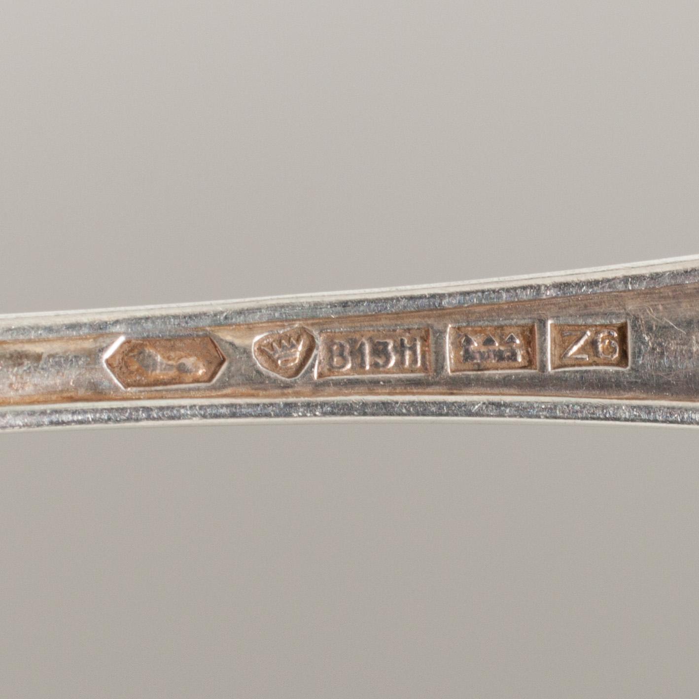 TE- OCH KAFFESKEDAR, 6+6 st, silver, Chippendale, Tavastehus 1953-1968. Vikt ca 188 g.