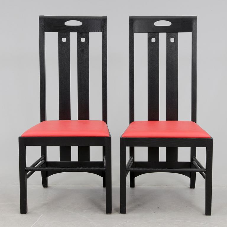 STOLAR, ett par, efter Charles Rennie Mackintosh, modell "Ingram low" 1900/2000-tal.