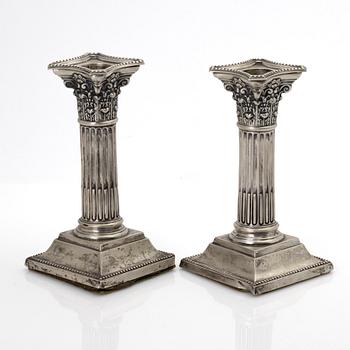 Candlesticks, a pair, silver, Birmingham, England, first half of the 20th century.