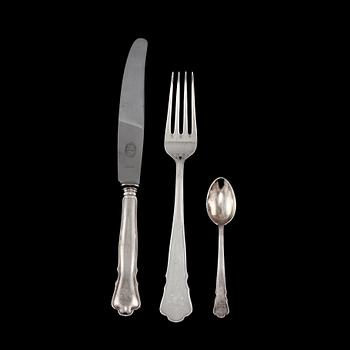 BESTICK, 18 delar, silver, "Chippendale" GAB, Stockholm 1934 - 1938. Vikt 738 g inkl stålblad.