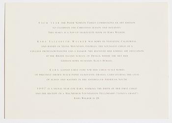 Kara Walker, multiple, 1997. Peter Norton Family Christmas Project 1997.