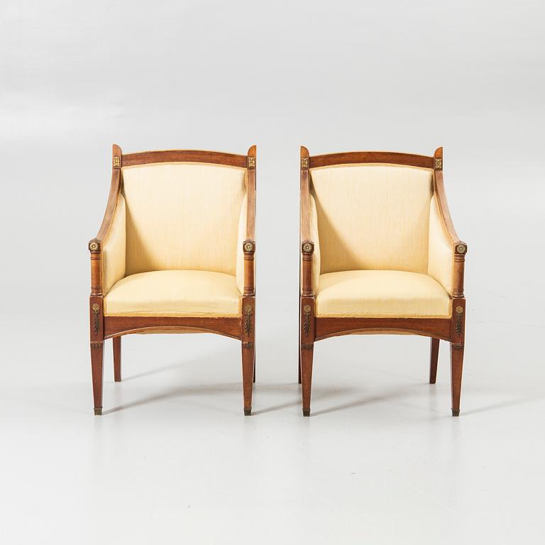Fåtöljer, ett par, empire-stil, 1900-talets början.