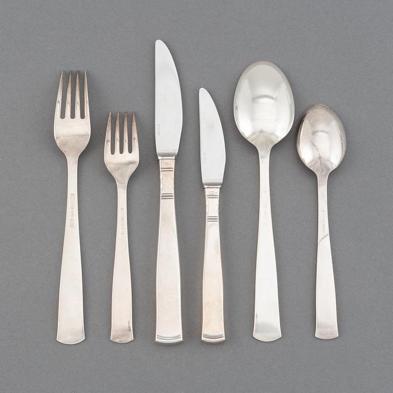 A 'Rosenholm' silver cutlery service, Jacob Ängman, GAB. (84 pieces).