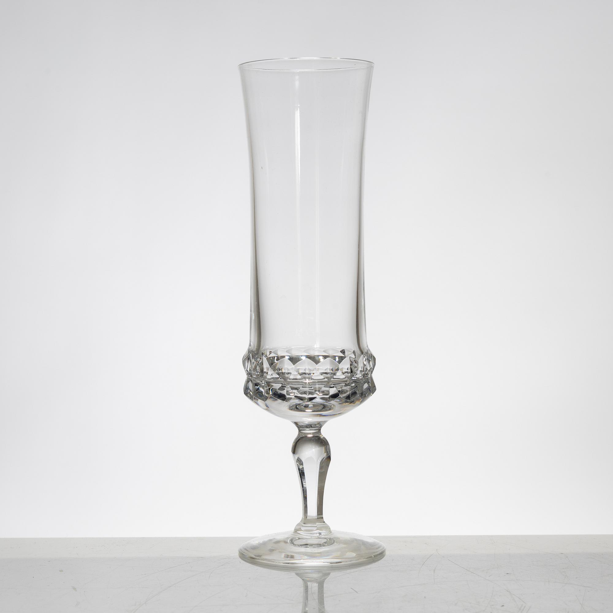 IngeborgLundin, twelve champagne glasses, "Silvia", Orrefors, Sweden.