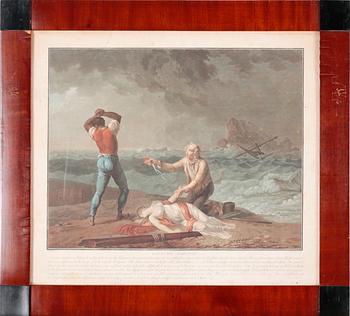 Six etchings in color by Charles-Melchior Descourtis after Jean-Frederic Schall, 18th or 19th century.