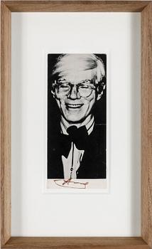Andy Warhol · ANDY WARHOL(1928-1987), autograf på inramad bild.
