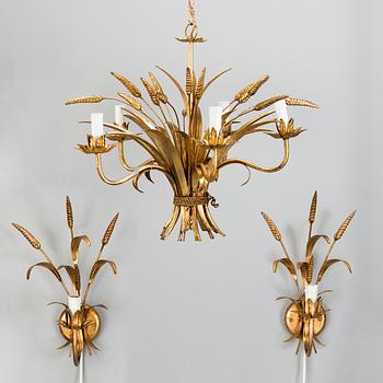 TAKKRONA SAMT ETT PAR LAMPETTER, Italien, 1900-talets andra hälft.