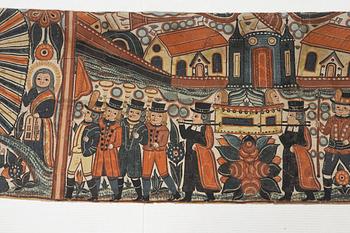 A traditional Swedish painting attributed to Johannes Nilsson, Brearedsskolan, Gyltinge, Halland.