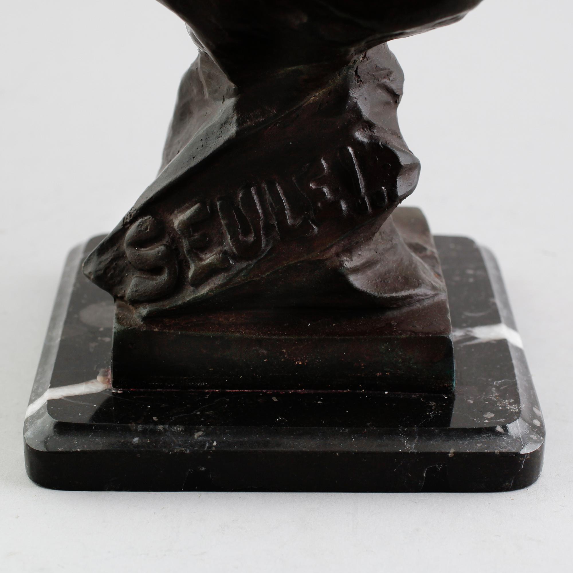 EMMANUEL VILLANIS, skulptur, brons, "Seule!", signerad, Frankrike, 1900-talets första hälft.
