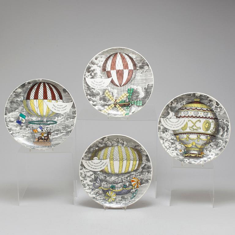 FORNASETTI, A set of ten porcelain 'Mongolfiere' plates, Italy, 1955.