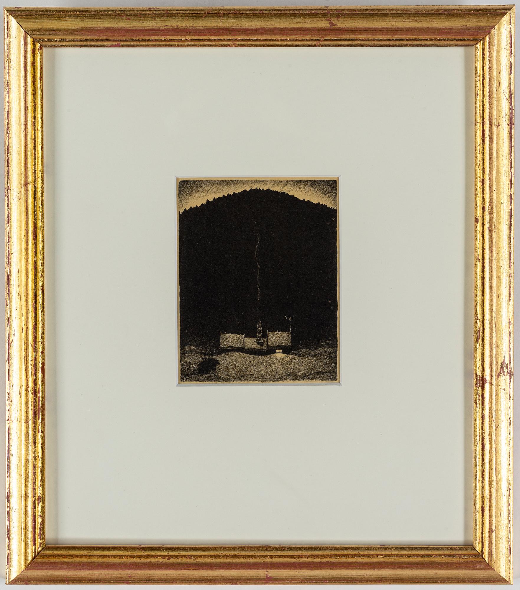 John Bauer, litografi, ur sviten: "Troll". Signerad B i trycket.