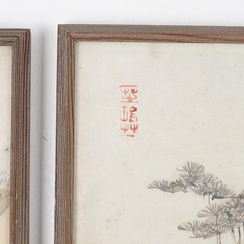 Unidentified artist, seven watercolour paintings, probably Korean first part of the 20th century.