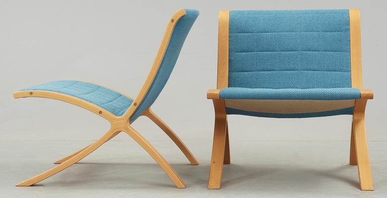 FÅTÖLJER, ett par, "X-stolen", Peter Hvidt & Orla Molgaard Nielsen, Fritz Hansen, Danmark, 1979.