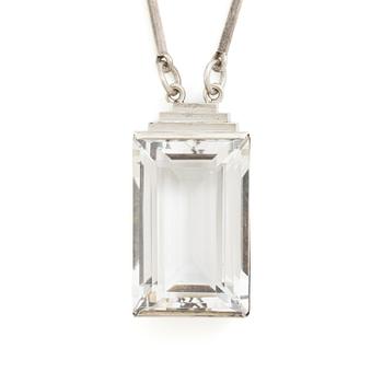 582. Wiwen Nilsson, a necklace, silver with rock crystal, Lund 1942.