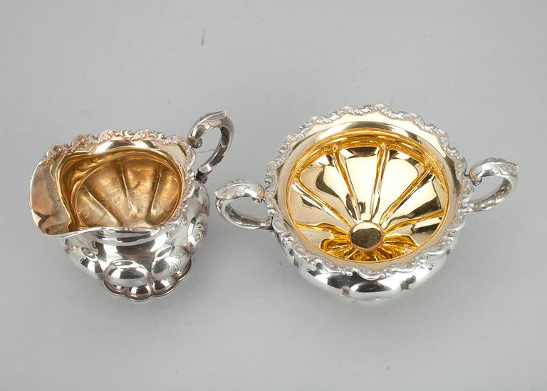 KAFFESERVIS, 4 delar, 813 silver, nyrokoko, Auran Kultaseppä Oy Åbo 1948/49. Vikt 1362 g.