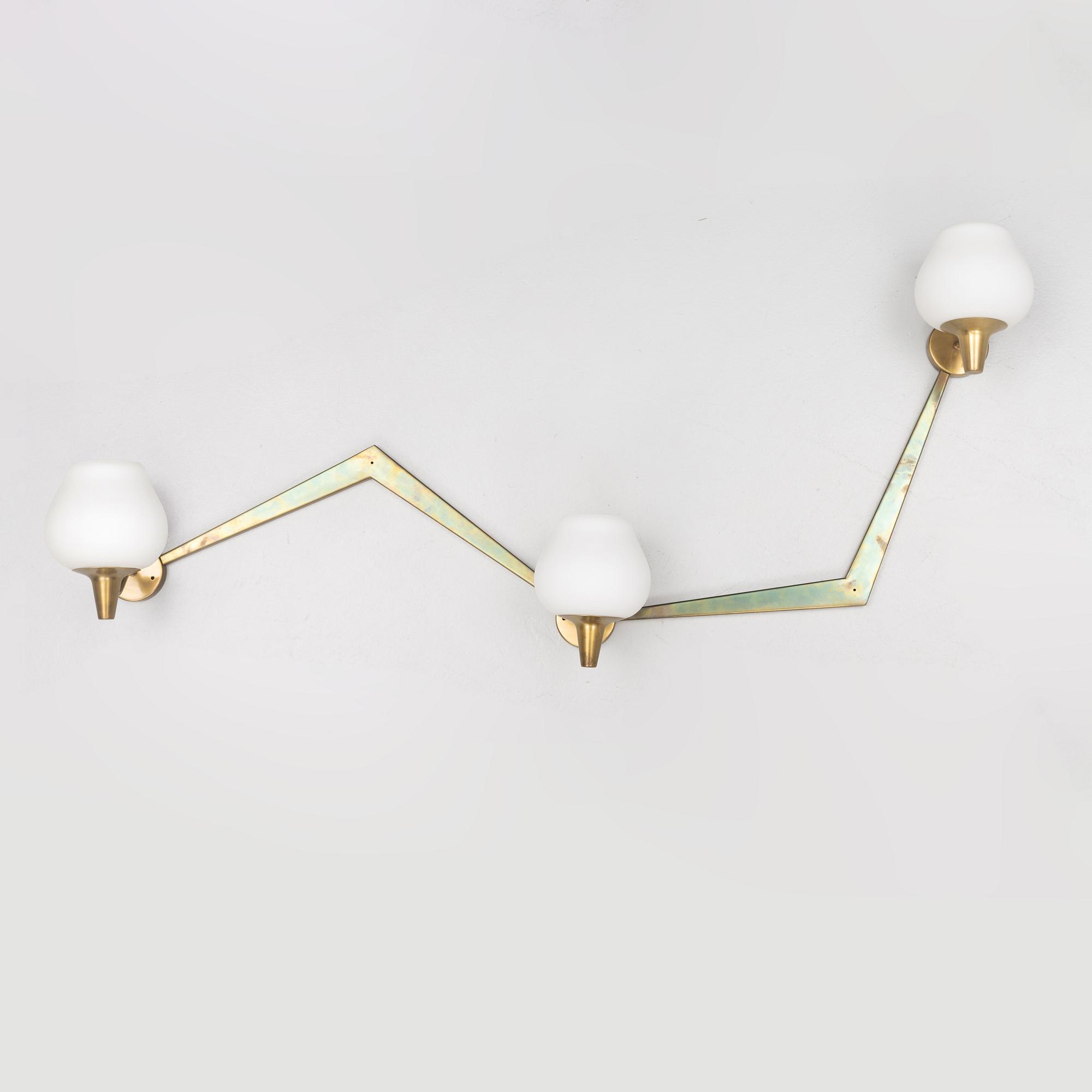 Harald Notini, attributed to, custom-made wall lamp, possibly by Arvid Böhlmarks Lampfabrik 1950s.