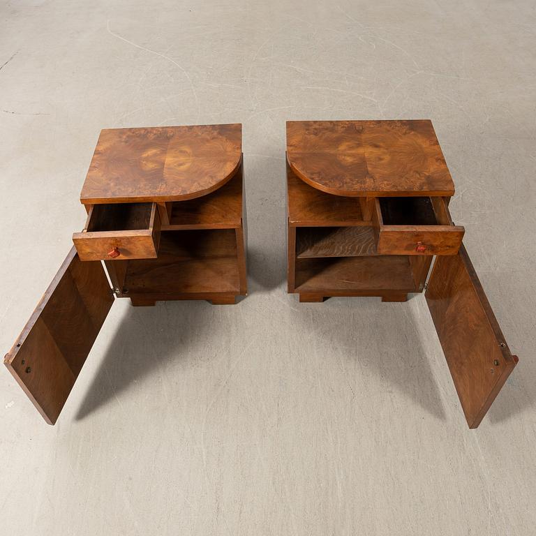 Bedside tables, a pair, Art Deco, first half of the 20th century.